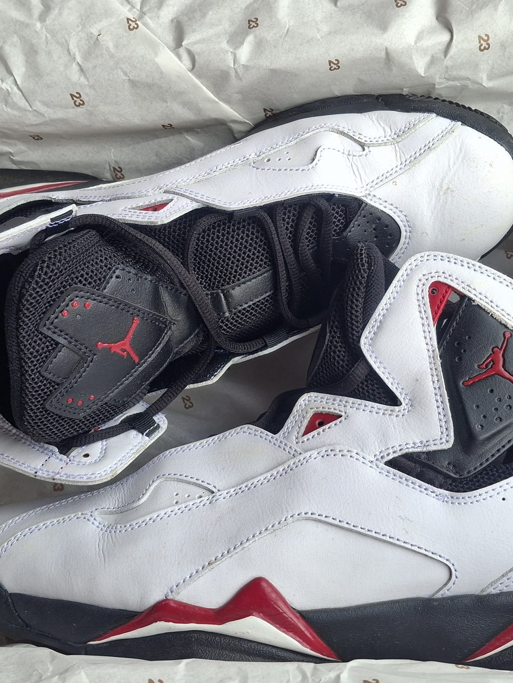 Jordan 7s White Black Red Retro Basketball Sneakers